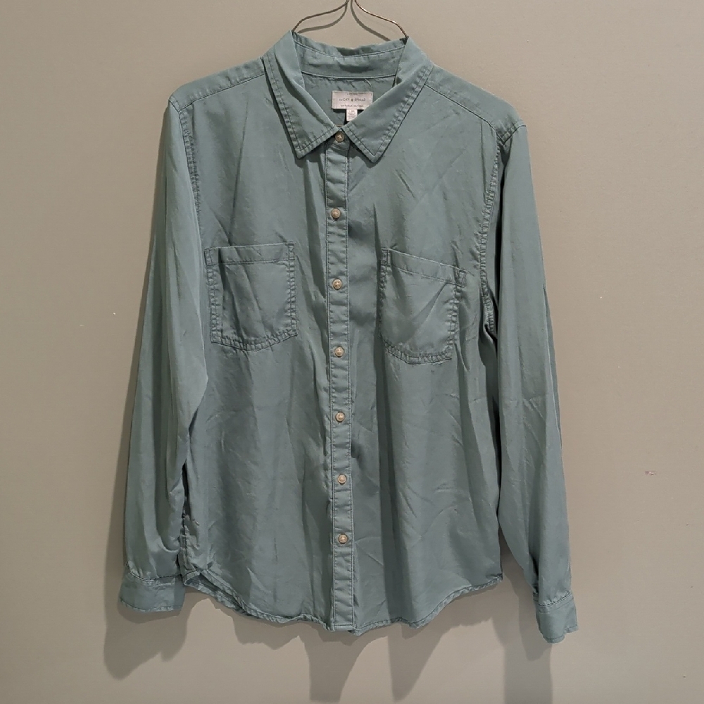 Lucky Brand Women's Teal Casual Button-Down Shirt
